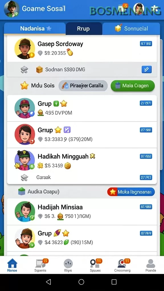 Cuplikan layar LUSA777 — menu navigasi